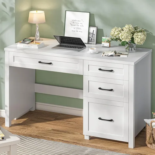 Vista 11 de Befrases Farmhouse 47" Executive Desk with 3 Storage Drawers, Wood Computer Desk with File Drawer, Workstation for Home Office, Study