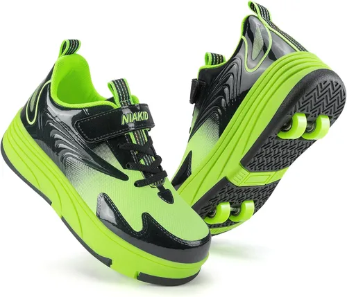 Zapatos de Patines con Ruedas para Niños y Niñas Deporte al Aire Libre Moda Desmontables con 4 Ruedas Zapatillas con Ruedas Adecuados para