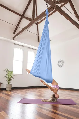 Vista 3 de Pinc Active Silk Aerial Yoga Swing & Hammock Kit for Improved Yoga Inversions, Flexibility & Core Strength