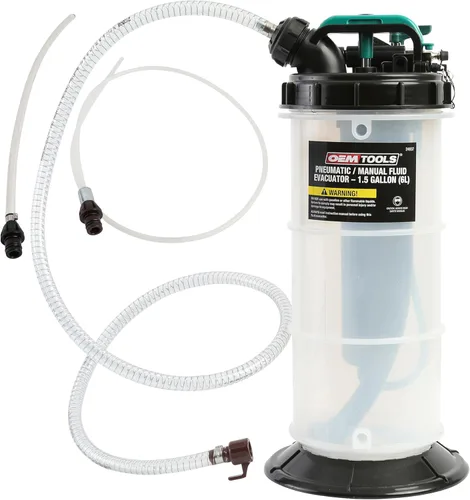 OEMTOOLS 24937 Extractor de fluido neumático/manual, bomba extractora de aceite de 1.5 galones (6 litros), para refrigerante, transmisión y fluido