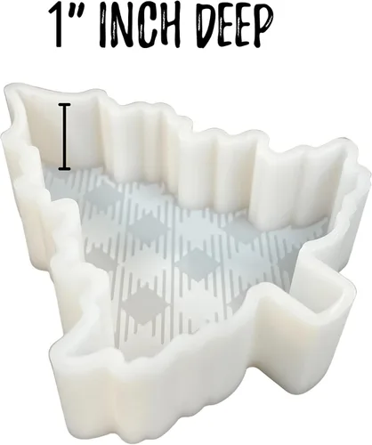 Vista 4 de Árbol de Navidad a cuadros a cuadros Luces navideñas Freshie molde de silicona resistente al calor para hornear Perlas aromáticas perfumadas