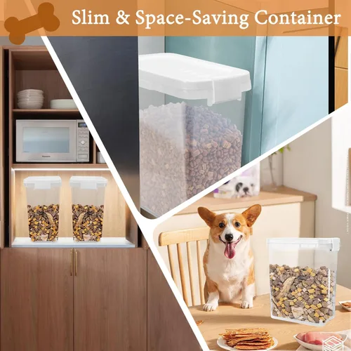 Vista 7 de Contenedor de almacenamiento de alimentos para perros de 5 a 10 libras con cuchara, recipiente hermético para alimentos para gatos, con cierre
