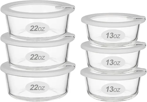 Vista 9 de Contenedores de vidrio para alimentos con tapa de vidrio, juego de recipientes de almacenamiento de alimentos aptos para microondas, 2 paquetes