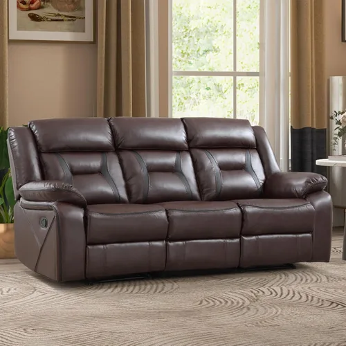 Vista 16 de EBELLO Sofá reclinable manual de piel sintética, sofá reclinable de 2 asientos con consola central, almacenamiento oculto y portavasos, sillón