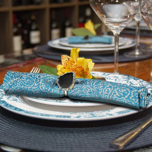 Vista 7 de CozyTower - Juego de 4 servilleteros de ágata dorados, para servilletas de tela, decoraciones únicas de boda, servilletero, accesorios de cocina