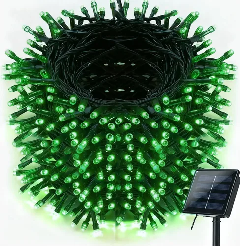 Vista 10 de iShabao Luces solares de Navidad para exteriores, 33 pies, 100 luces LED solares de cadena de hadas, 8 modos, luces de Navidad impermeables