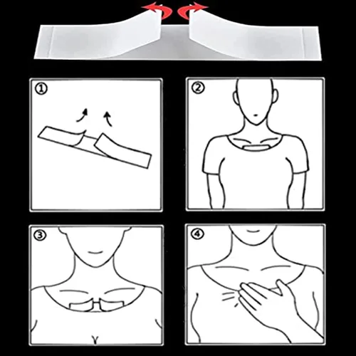 Vista 5 de Cinta adhesiva transparente para levantamiento de senos, cinta invisible para senos grandes con 36 cintas de moda de doble cara para ropa