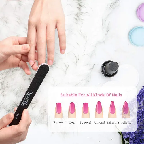 Vista 7 de TsMADDTs - Paquete de 20 limas de uñas de doble cara, lima de manicura de grano 100 180 para uñas artificiales acrílicas naturales para niñas