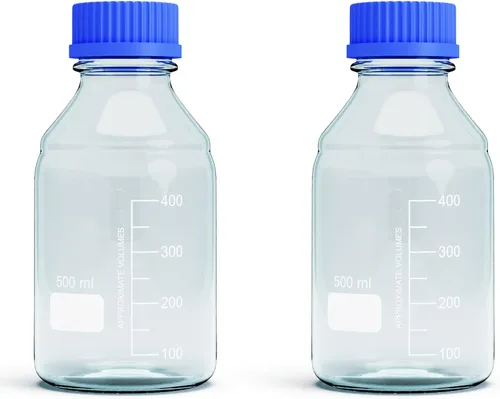 Vista 6 de Botellas de vidrio de almacenamiento de 67.6 fl oz, 1 botella redonda de almacenamiento de medios, botellas de vidrio de borosilicato, botellas