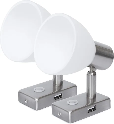 Luz de lectura LED de 12 V para interior de caravana, 3 W, con puerto USB (5 V/2 A), regulable, mesita de noche, diseñada para lectura, barco, yate