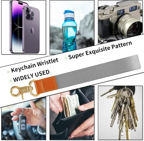 Vista 5 de Prometheism Small Wallet for Women RFID Card Holder ID Case Wallet with key chain Wristlet Keychain with Coin Purse (A-Gray)