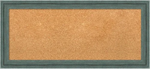 Vista 21 de Amanti Art Natural Cork Board for Wall, 13x19 Vision Board with Blue Wood Frame, Small Corkboard Office Decor for Home Organization, Country Rustic