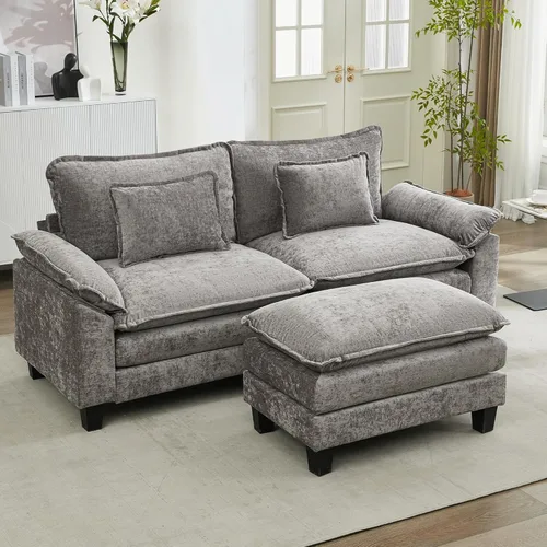 Vista 32 de URRED Oversized Modular Sectional Sofa, 87" L Shaped Modern Comfy Cloud Couch with Movable Ottoman & Pillows, Deep Seat Couches for Living Room