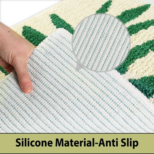 Vista 3 de Hi Space Alfombras de baño de 24 x 16 pulgadas con hojas para baño, antideslizante, lavable a máquina, suave, absorbente, bonita alfombra de baño