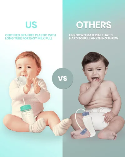 Vista 4 de TidyFriend - Biberón anticólicos para lactancia, 8 onzas, paquete de 2 biberones con popote para una alimentación cómoda (verde)