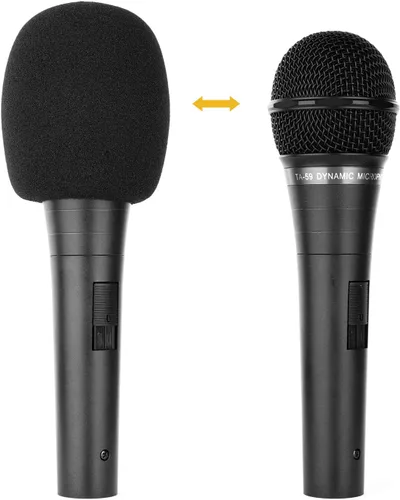 Vista 2 de ChromLives Cubierta de micrófono Cubierta de espuma para parabrisas de micrófono, color negro, grado superior, paquete de 6