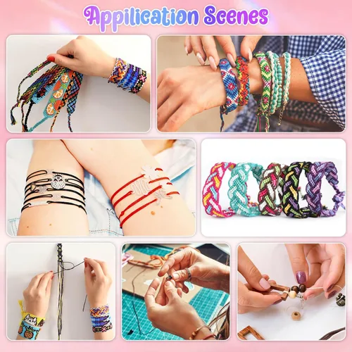 Vista 3 de Selizo 12 rollos de hilo de nailon para pulseras, cordón de nailon para nudos chinos para hacer joyas, hilo de cuentas de nailon para Kumihimo