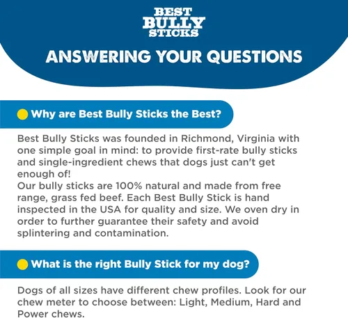 Vista 7 de Best Bully Sticks - Palitos de carne seca para perros, completamente naturales y digeribles, 100% carne de res alimentada con pasto, palitos