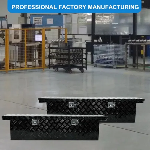 Vista 6 de Caja de herramientas de aluminio de 60 x 12 x 14 pulgadas, con patrón de banda de rodadura de 5 barras, caja de herramientas impermeable para debajo