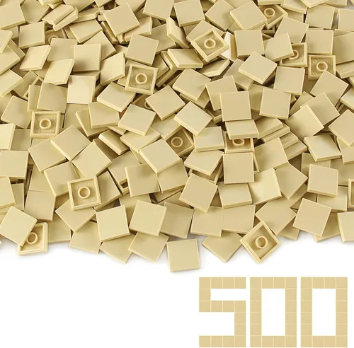 Vista 9 de Azulejo gris azulado oscuro 2 × 2 × 500 piezas y piezas de ladrillos MOC planos, bloques de construcción a granel para suelo de pared de superficie