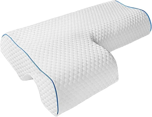 Vista 3 de Almohada para parejas con reposabrazos, espuma viscoelástica, antipresión de manos, cuello arqueado, cojín cervical para dormir de lado, almohada