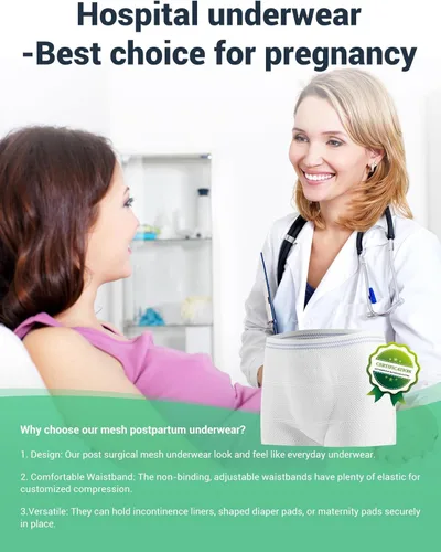 Vista 6 de Ropa interior de malla posparto, 20 unidades, desechables, para cuidadores, unisex, para maternidad o incontinencia, elásticos, ligeros, talla L