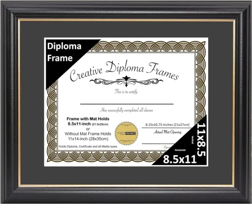 Vista 31 de Creative Picture Frames Marco de diploma Rockefeller de 6 x 8 pulgadas, color negro con borde dorado, muestra un certificado de 6 x 8 pulgadas u