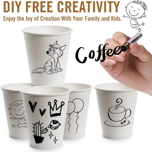 Vista 5 de Ginkgo Paquete de 100 Tazas de Café Desechables Engrosadas de 8 oz con Tapas y Mangas, Tazas para Llevar para Bebidas Calientes, Perfectas para Café