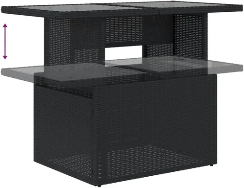 Vista 7 de 7-Piece Modular Garden Sofa Set with Black PE Rattan Frame, Powder-Coated Steel and Tempered Glass Table for Outdoor Patio Seating