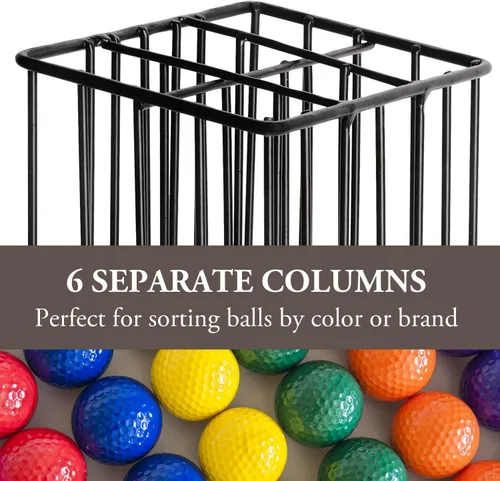 Vista 2 de MyGift Golf Ball Basket Holder - Matte Black Metal Wire Golf Ball Dispenser and Countertop Display Rack