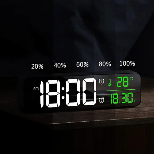 Vista 3 de GULRUH Alarm Clocks, Alarm Clock Digital Clock Temperature Date Display Desktop Mirror Clocks Desk Table Clock (Color White)