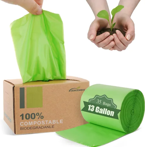 Vista 9 de Bolsas de basura compostables, 2.6 galones, 100 unidades, bolsas de basura 100% de compost para cocina, baño, oficina, pequeñas bolsas de compost