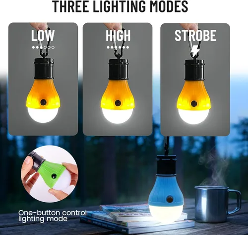 Vista 8 de Juego de 4 faroles LED para campamento, luces portátiles para tienda de campaña con ganchos de clip, lámpara de campamento, juego de faroles LED