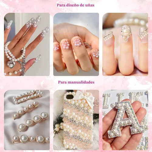 Vista 5 de 2700 perlas de espalda plana para manualidades de perlas para uñas