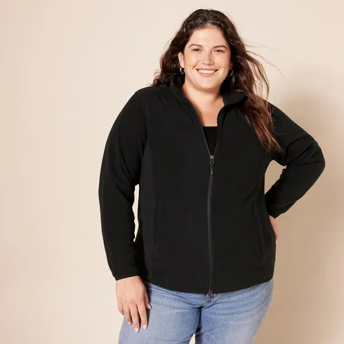 Vista 6 de Tienda Essentials - Chaqueta de vellón suave con cremallera completa y ajuste clásico para mujer (disponible en tallas extragrandes)