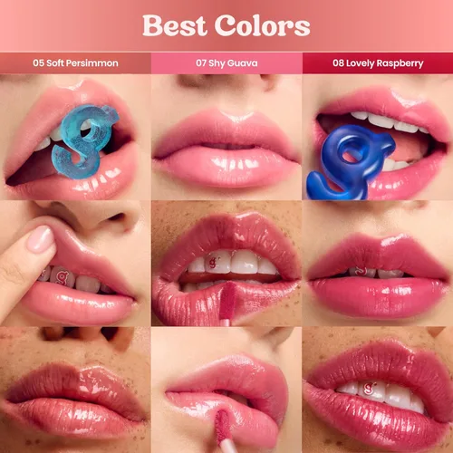 Vista 5 de COLORGRAM Fruity Glass Tint Pearl Gloss Lápiz labial de larga duración y resistente al agua Brillo labial transparente y brillante con sutil