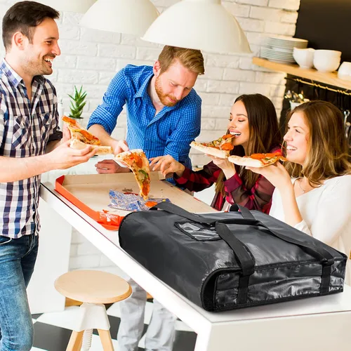 Vista 7 de DEAYOU Bolsa para pizza, bolsa aislada para pizza y entrega de alimentos, bolsa térmica profesional para pizza, transportes de pizza caliente