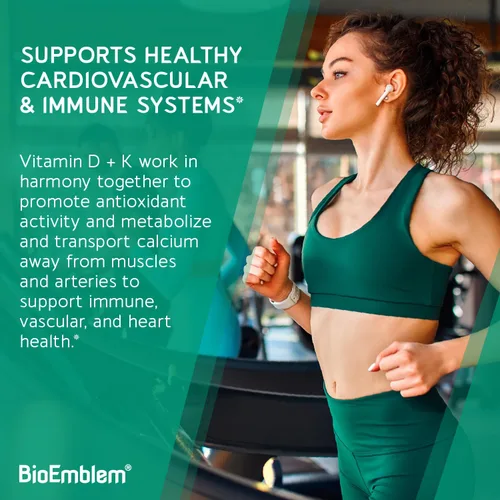 Vista 2 de BioEmblem Cápsulas de vitamina D3 K2 (5000IU y 200 mcg) – MK7 y MK4 patentadas para apoyo complejo 3 en 1 – Suplemento vegetariano de vitamina D K2