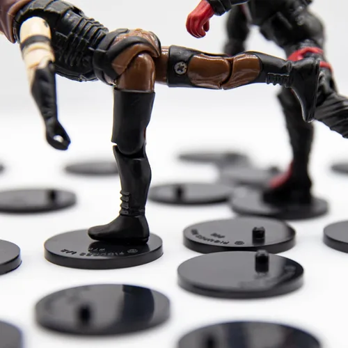 Vista 5 de SIXPOINTS 30 Pieces Black Round Display Stand Base,20 T Hook +20 O-Rings Waistband +50 Screws+2 Spanner, Body Repair Part Set For 3.75 " Vintage G.i