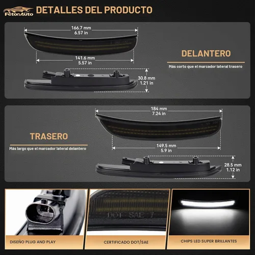Vista 4 de Luces LED de posición laterales color rojo ámbar compatibles con Dodge Ámbar y rojo