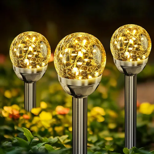 Vista 11 de Solpex - Luces solares de jardín para exteriores, paquete de 3 unidades, multicolor, cambio de color y blanco, 2 modos, bola de vidrio alimentada