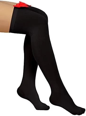 Vista 5 de 3 pares de medias de encaje para mujer con moño, altura al muslo para el día de San Valentín, para vestidos.