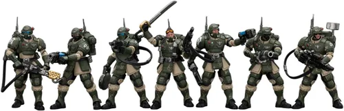 Vista 10 de LEBOO JOYTOY Warhammer 40K Astra Militarum Equipo de artillería con pistola de campo Bombast escala 1:18 coleccionable Joy Toy Figura de acción