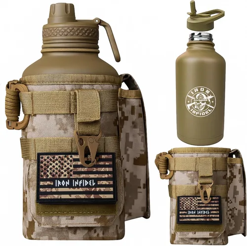 Vista 16 de Iron Infidel Battle Bottle - Botella de agua aislada de 32 onzas con tapa de popote y tapa para beber, frasco de metal de acero inoxidable incluye