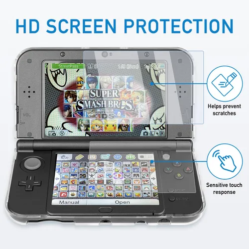 Vista 3 de 3-in-1 Accessories Kit for Nintendo New 3DS XL/LL – Clear Hard Case + Screen Protectors (Tempered Glass & PET) + 4 Stylus Pens – Protective Bundle