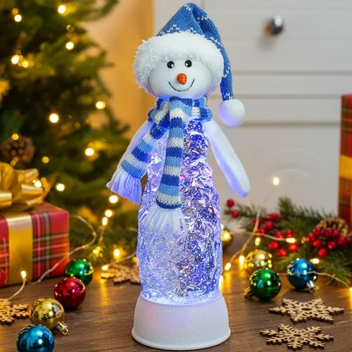 Vista 20 de Globos de Nieve Navideños Linterna de Agua con Aldea de Árbol de Navidad, Música y Temporizador de 6H, USB con Cable/Funciona con Batería, Linternas