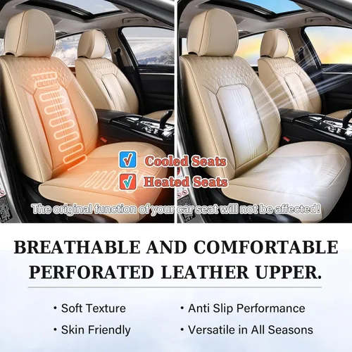 Vista 7 de Coverado Fundas de asiento delantero para automóvil, acojinadas, impermeables, de piel sintética, protectoras, de ajuste universal para la mayoría