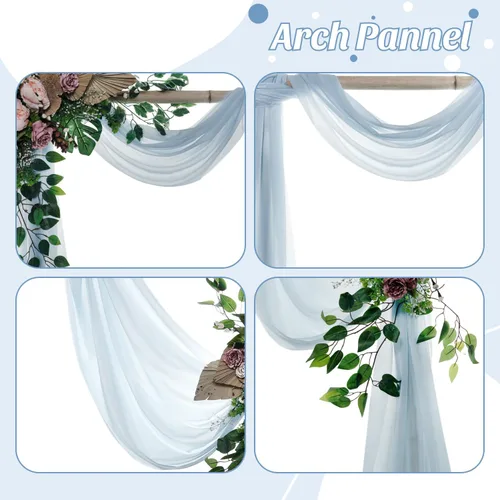 Vista 5 de MDS Paquete de 1 panel de cortina de arco de boda (30 pulgadas de ancho x 20 pies de largo) tela de gasa transparente para boda, ceremonia
