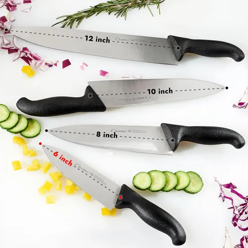 Vista 5 de CURTA Cuchillo de chef de grado comercial de 6 pulgadas, certificado NSF, ergonómico, mango rojo antideslizante, hoja forjada de acero inoxidable