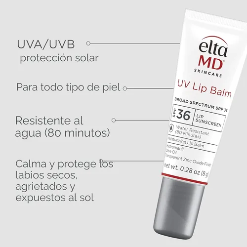 Vista 2 de EltaMD Protector solar de bálsamo labial UV, hidrata y protege los labios secos y agrietados, resistente al agua hasta 80 minutos, protector solar
